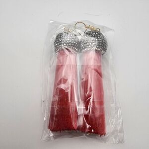NIB Molly Phillips Jacqueline Red Tassel & Rhinestone Earrings